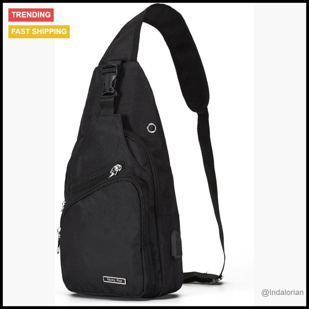 Sling Backpack Anti-Theft Crossbody Bag with USB Charging Port Oxford Cloth